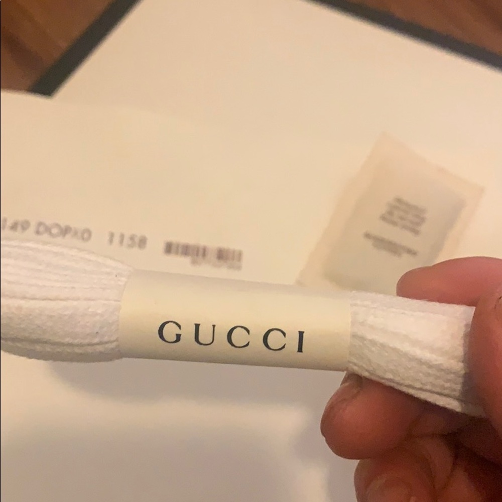 GUCCI ACE LACE & LEATHER HIGH TOP SNEAKERS - Picture 10 of 10